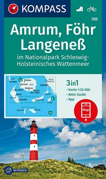 KOMPASS Wanderkarte 705 Amrum, Föhr, Langeneß im Nationalpar, Sonstige von , Kompass-Karten, 978-3-99044-610-2