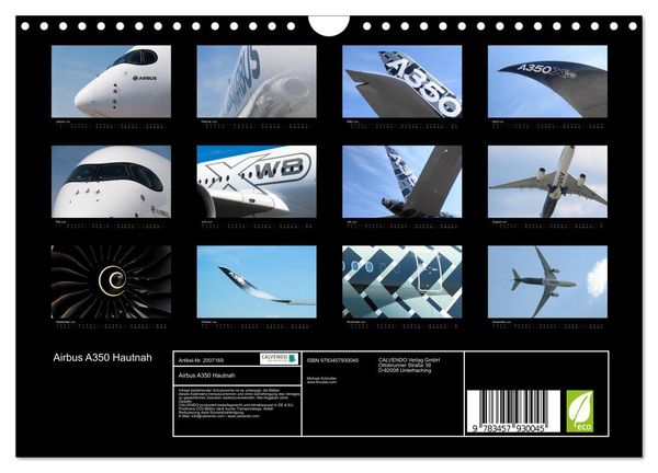 Produktbild: Airbus A350 Hautnah (Wandkalender 2026 DIN A4 quer), CALVENDO Monatskalender