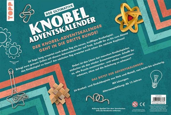 Produktbild: Der ultimative Knobelspiel-Adventskalender &ndash; Die besten IQ-Puzzles und Geduldsspiele f&uuml;r 24 Tage
