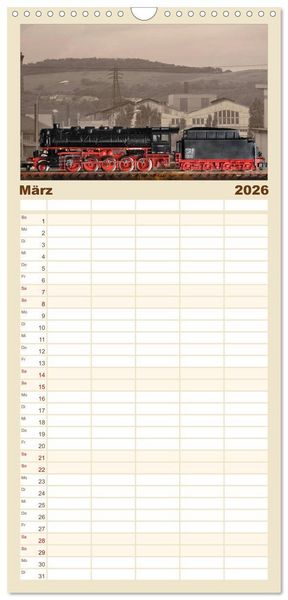 Produktbild: Familienplaner 2026 - Dampflokomotiven in Spur N mit 5 Spalten (Wandkalender, 21 x 45 cm) CALVENDO
