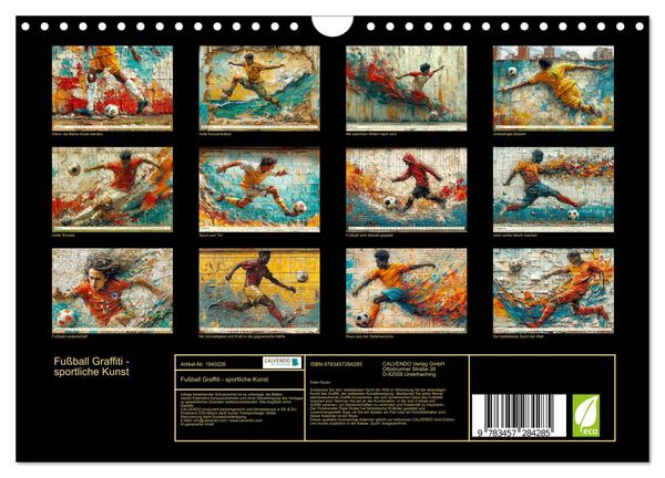 Produktbild: Fu&szlig;ball Graffiti - sportliche Kunst (Wandkalender 2026 DIN A4 quer), CALVENDO Monatskalender