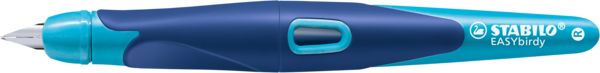 Produktbild: STABILO Ergonomischer Schulf&uuml;ller f&uuml;r Rechtsh&auml;nder mit Anf&auml;nger-Feder A -   EASYbirdy in mitternachtsblau/azur - Einzelstift - inklusive Patrone