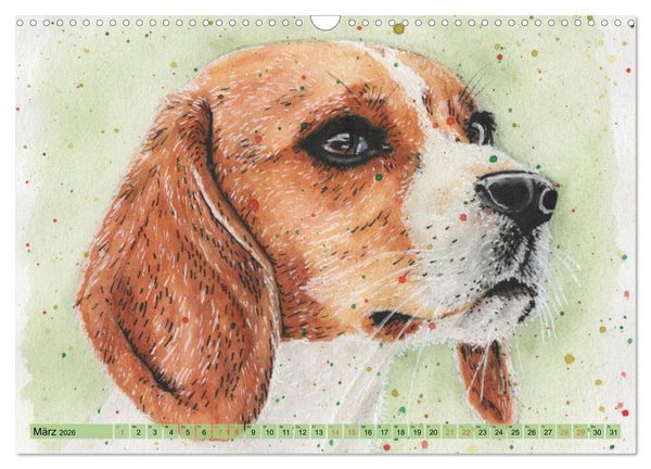 Produktbild: Hundeportr&auml;ts in Aquarell (Wandkalender 2026 DIN A3 quer), CALVENDO Monatskalender