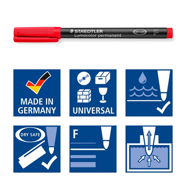 Produktbild: STAEDTLER Universalstift Lumocolor® permanent F, 2er Set blau/schwarz