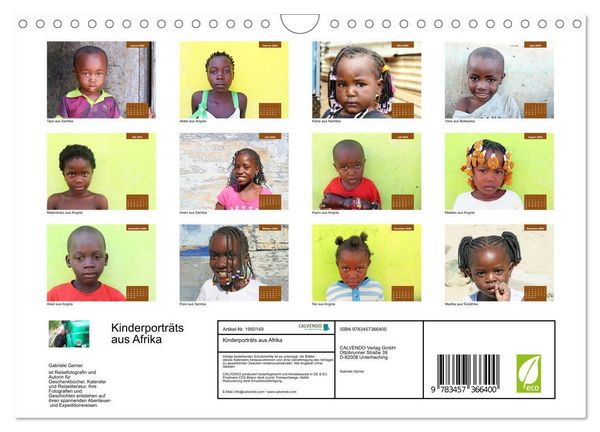 Produktbild: Kinderportr&auml;ts aus Afrika (Wandkalender 2026 DIN A4 quer), CALVENDO Monatskalender
