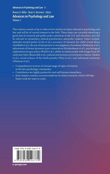 Produktbild: Advances in Psychology and Law