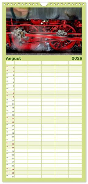 Produktbild: Familienplaner 2026 - Dampflok auf Usedom mit 5 Spalten (Wandkalender, 21 x 45 cm) CALVENDO