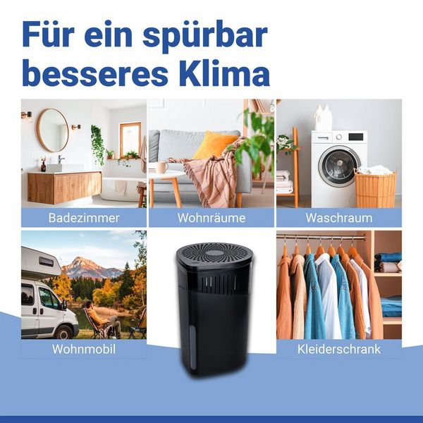 Produktbild: Raumentfeuchter Mod. Drop Schwarz 1000 g, 2er Set, f&uuml;r R&auml;ume bis ca. 80 m&sup3;