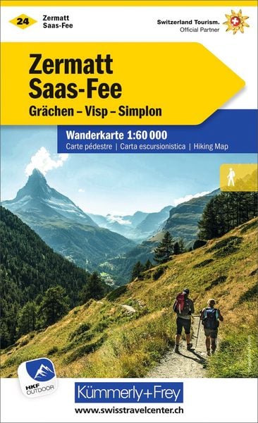 Produktbild: K&uuml;mmerly+Frey Wanderkarte 24 Zermatt, Saas-Fee 1:60.000