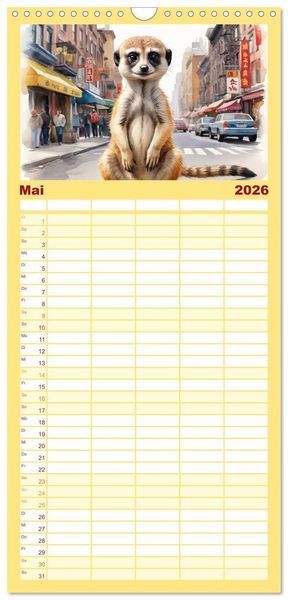 Produktbild: Familienplaner 2026 - Erdm&auml;nnchen in New York City mit 5 Spalten (Wandkalender, 21 x 45 cm) CALVENDO