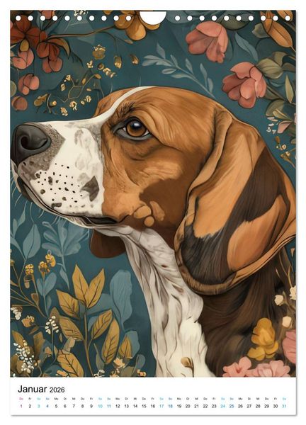 Produktbild: Beagle im Blumenmeer (Wandkalender 2026 DIN A4 hoch), CALVENDO Monatskalender