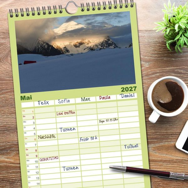 Produktbild: Familienplaner 2027 - Berge des Karakorum mit 5 Spalten (Wandkalender, 21 x 45 cm) CALVENDO