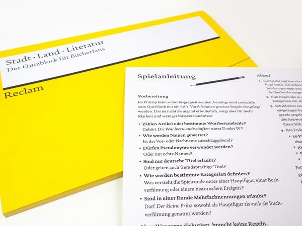Produktbild: Stadt &middot; Land &middot; Literatur. Der Quizblock f&uuml;r B&uuml;cherfans