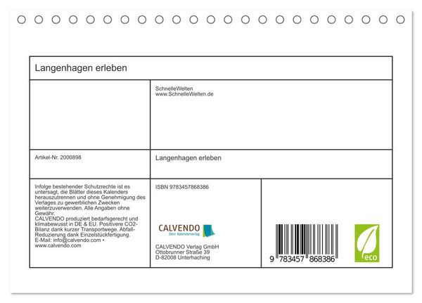 Produktbild: Langenhagen erleben (Tischkalender 2026 DIN A5 quer), CALVENDO Monatskalender