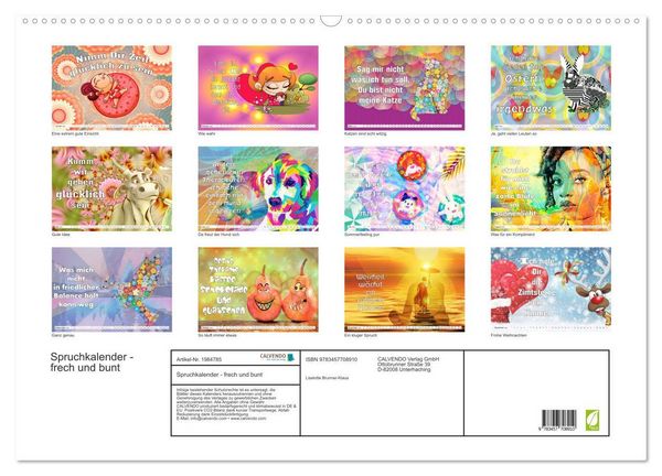Produktbild: Spruchkalender - frech und bunt (Wandkalender 2026 DIN A2 quer), CALVENDO Monatskalender