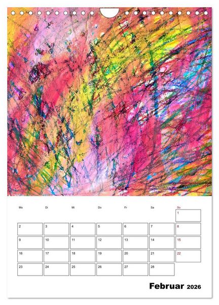 Produktbild: Ungeb&auml;ndigt frei - Abstrakte Malerei - dynamische Linien in leuchtenden Farbr&auml;umen (Wandkalender 2026 DIN A4 hoch), CALVENDO Monatskalender