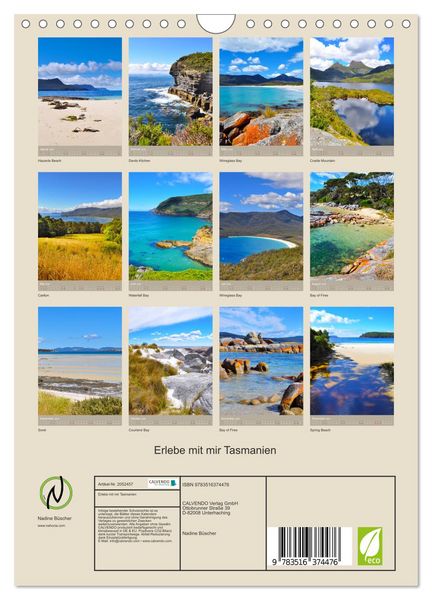 Produktbild: Erlebe mit mir Tasmanien (Wandkalender 2026 DIN A4 hoch), CALVENDO Monatskalender