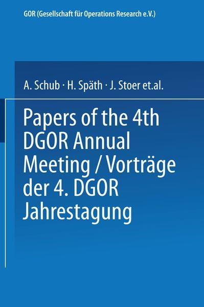 Produktbild: Vortr&auml;ge der Jahrestagung 1974 DGOR Papers of the Annual Meeting