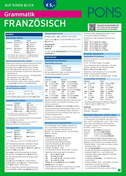Produktbild: PONS Grammatik auf einen Blick Franz&ouml;sisch