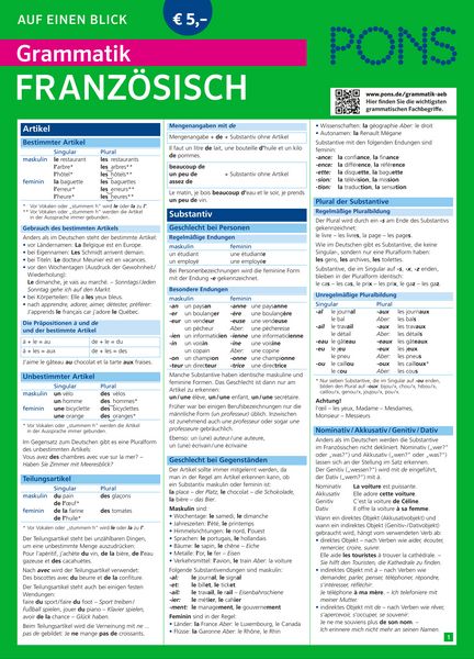 Produktbild: PONS Grammatik auf einen Blick Franz&ouml;sisch