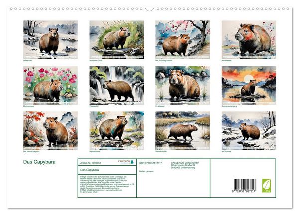 Produktbild: Das Capybara (hochwertiger Premium Wandkalender 2026 DIN A2 quer), Kunstdruck in Hochglanz