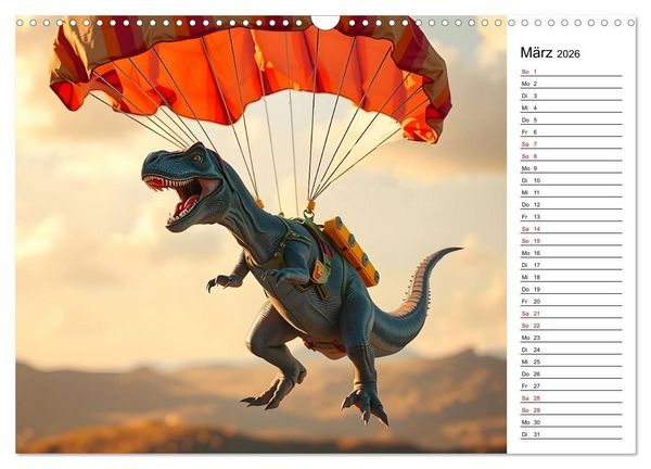 Produktbild: Sportlicher T-Rex - Mit Fun durch das Jahr (Wandkalender 2026 DIN A3 quer), CALVENDO Monatskalender