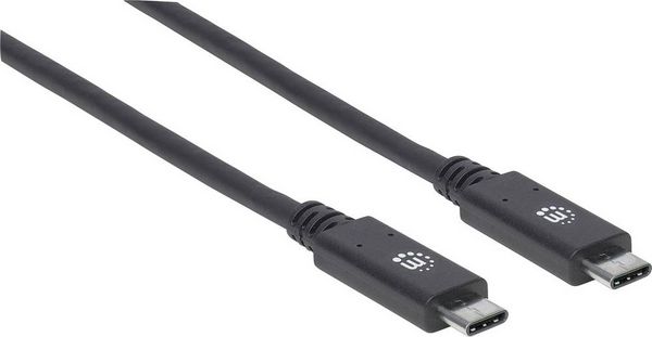 Produktbild: Manhattan USB-Kabel USB 3.2 Gen1 USB-C&reg; Stecker, USB-C&reg; Stecker 1.00 m Schwarz beidseitig verwendbarer Stecker 355223