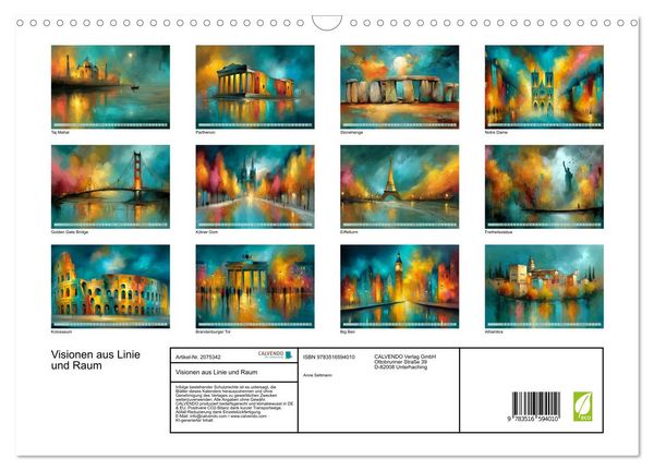 Produktbild: Visionen aus Linie und Raum (Wandkalender 2026 DIN A3 quer), CALVENDO Monatskalender