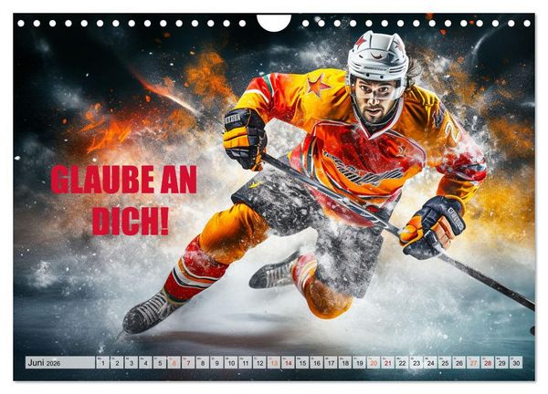 Produktbild: Eishockey und positive Gedanken (Wandkalender 2026 DIN A4 quer), CALVENDO Monatskalender