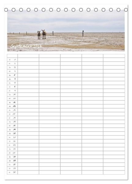 Produktbild: Nordfriesland - Familienplaner (Tischkalender 2026 DIN A5 hoch), CALVENDO Monatskalender