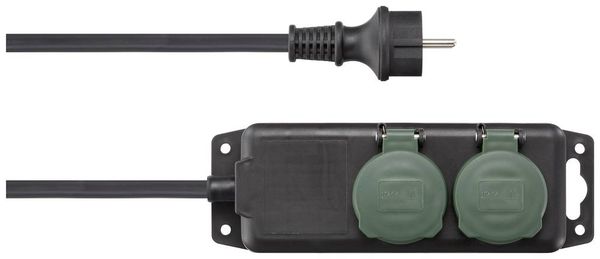 Produktbild: Sygonix SY-5145338 Steckdosenleiste Schwarz, Gr&uuml;n Schutzkontakt 1St.