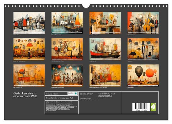 Produktbild: Gedankenreise in eine surreale Welt (Wandkalender 2026 DIN A3 quer), CALVENDO Monatskalender