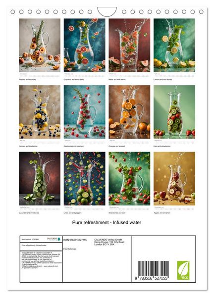 Produktbild: Pure refreshment - Infused water (Wall Calendar 2026 DIN A4 portrait), CALVENDO 12 Month Wall Calendar