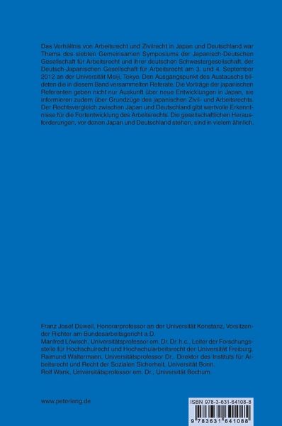 Produktbild: Das Verh&auml;ltnis von Arbeitsrecht und Zivilrecht in Japan und Deutschland
