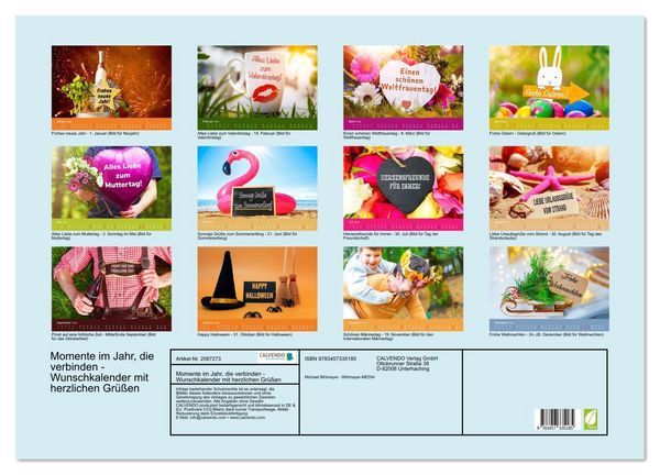 Produktbild: Momente im Jahr, die verbinden - Wunschkalender mit herzlichen Gr&uuml;&szlig;en (Wandkalender 2026 DIN A2 quer), CALVENDO Monatskalender