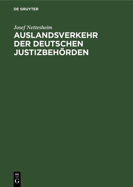 Produktbild: Auslandsverkehr der deutschen Justizbeh&ouml;rden