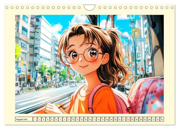 Produktbild: Manga M&auml;dchen. Ein Jahr voller Stadtabenteuer (Wandkalender 2026 DIN A4 quer), CALVENDO Monatskalender