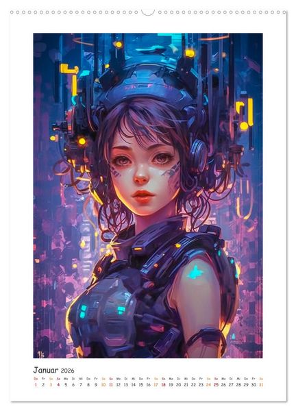 Produktbild: Coole Cyber Girls (Wandkalender 2026 DIN A2 hoch), CALVENDO Monatskalender