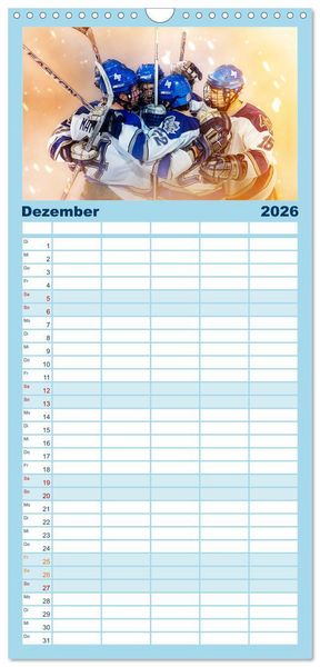 Produktbild: Familienplaner 2026 - Eishockey - Fight mit 5 Spalten (Wandkalender, 21 x 45 cm) CALVENDO