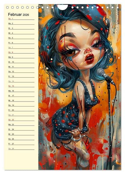 Produktbild: Rockabilly. Strange Comic-Kunst Girls im 50er-Jahre Stil (Wandkalender 2026 DIN A4 hoch), CALVENDO Monatskalender