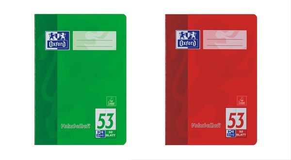 Produktbild: OXFORD Vokabelheft A5, Lineatur 53 (2 Spalten), 32 Blatt, 90 g/m&sup2; Optik Paper&reg;, sortiert