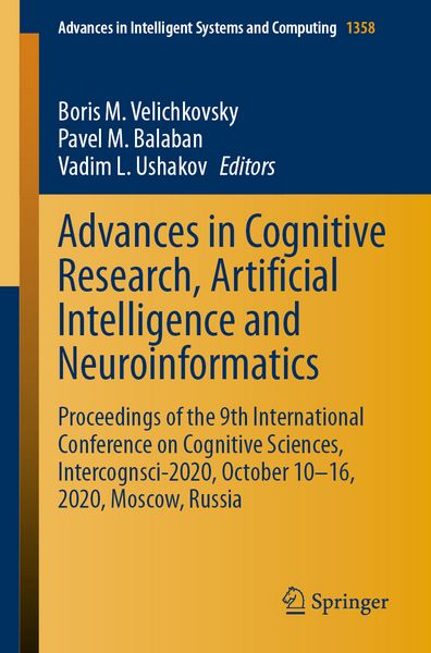 Produktbild: Advances in Cognitive Research, Artificial Intelligence and Neuroinformatics