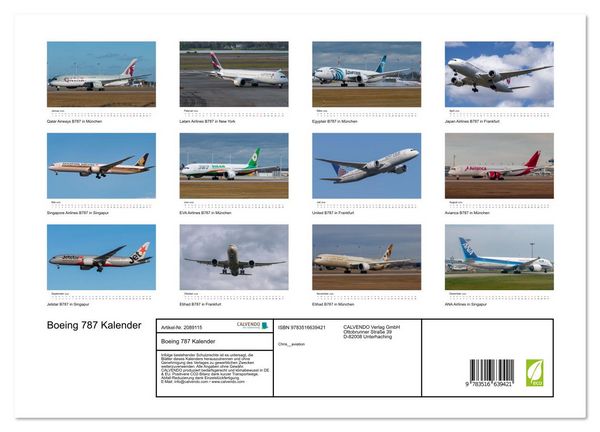 Produktbild: Boeing 787 Kalender (Wandkalender 2026 DIN A3 quer), CALVENDO Monatskalender