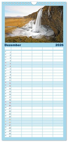 Produktbild: Familienplaner 2026 - Island - Iceland mit 5 Spalten (Wandkalender, 21 x 45 cm) CALVENDO