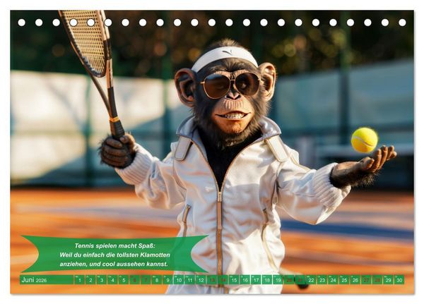 Produktbild: Der tierisch lustige Tennis-Kalender (Tischkalender 2026 DIN A5 quer), CALVENDO Monatskalender