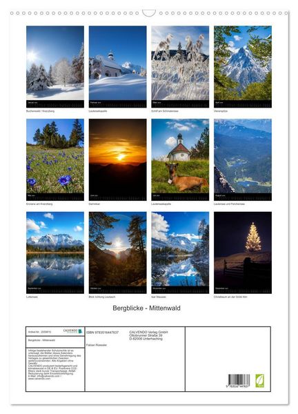 Produktbild: Bergblicke - Mittenwald (Wandkalender 2026 DIN A2 hoch), CALVENDO Monatskalender
