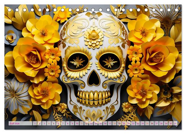 Produktbild: Skull Flower - Totenkopf ART (Tischkalender 2026 DIN A5 quer), CALVENDO Monatskalender