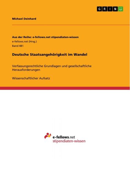 Produktbild: Deutsche Staatsangeh&ouml;rigkeit im Wandel