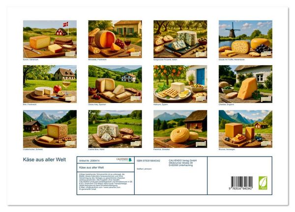 Produktbild: K&auml;se aus aller Welt (Wandkalender 2026 DIN A3 quer), CALVENDO Monatskalender