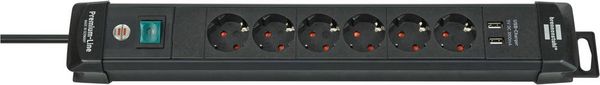 Brennenstuhl 1951160602 Steckdosenleiste mit Schalter 6fach Schwarz Schutzkontakt 1St.